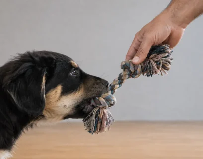 Chiot mordillant une corde