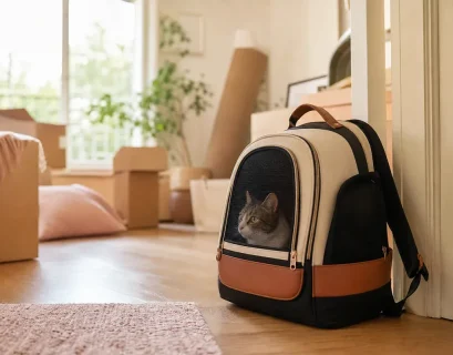 Sac de transport pour un chat pendant un déménagement